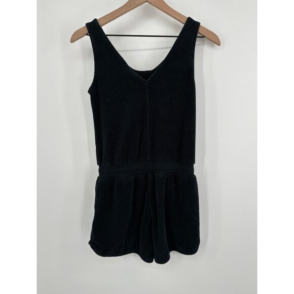 Nike Sportswear Jumpsuit Women Large Shorts Black Terry Sleeveless Stretch Pocke - Picture 4 of 9